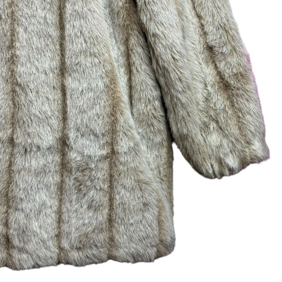 Roaman's Vintage Faux Fur Jacket Beige Long Sleeve Full Zip Pockets Medium - Picture 12 of 15